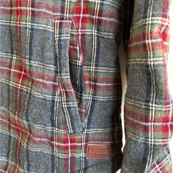 LL Bean Scotch Plaid Flannel Shirt Sherpa-Lined Zip Hoodie - Picture 3 of 6